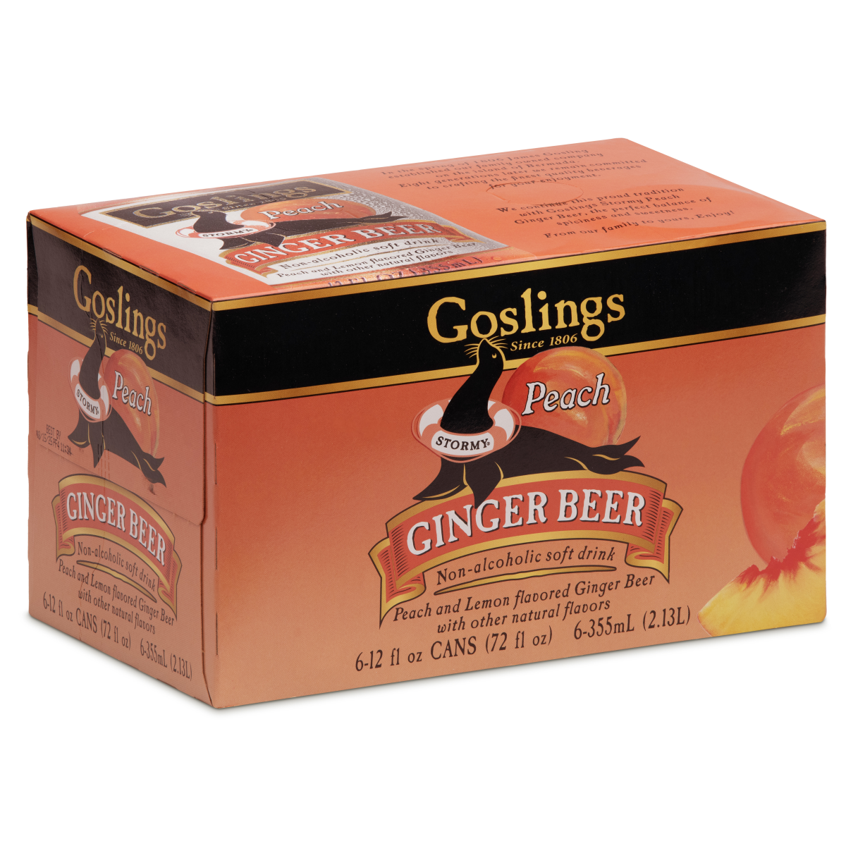 slide 1 of 1, Gosling's Peach Ginger Beer - 6 ct; 12 fl oz, 6 ct; 12 fl oz