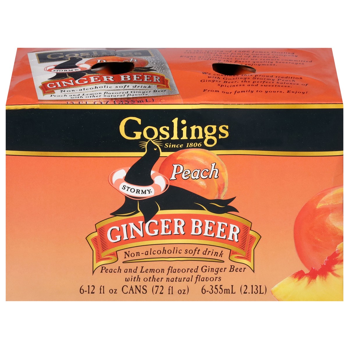 slide 1 of 13, Gosling's Peach Ginger Beer - 6 ct; 12 fl oz, 6 ct
