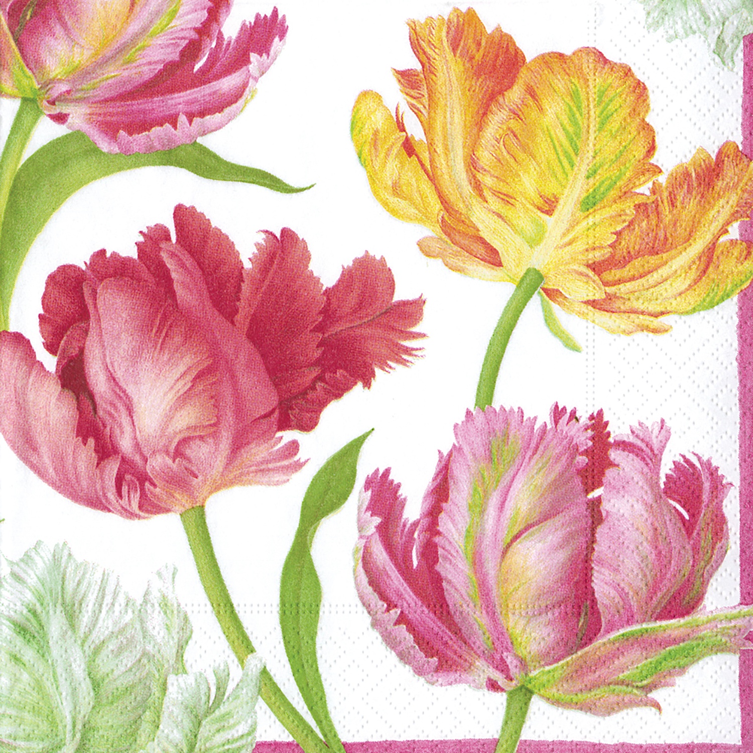 slide 1 of 1, Caspari Tulip Dance Flowers Paper Cocktail Napkins, 20 ct