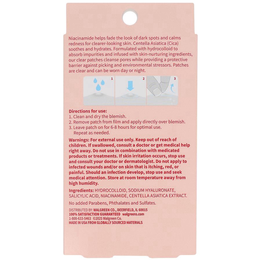 slide 4 of 5, Walgreens Niacinamide & Centella Hydrocolloid Blemish Patches, 36 ct