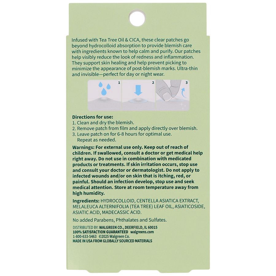 slide 4 of 5, Walgreens Tea Tree Oil & Cica Hydrocolloid Blemish Patches, 36 ct