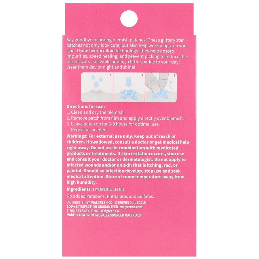 slide 3 of 5, Walgreens Glitter Stars Hydrocolloid Blemish Patches, 36 ct