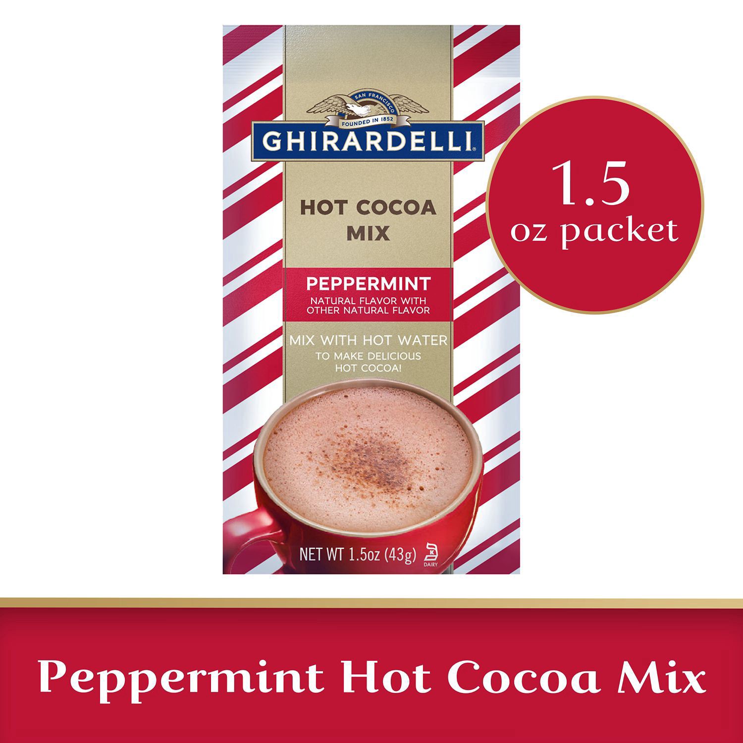 slide 1 of 1, Ghirardelli Peppermint Hot Cocoa Mix,1.5 Oz, 1 oz