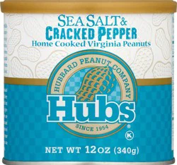 Hubs Home Cooked Sea Salt & Cracked Pepper Virginia Peanuts 12 oz