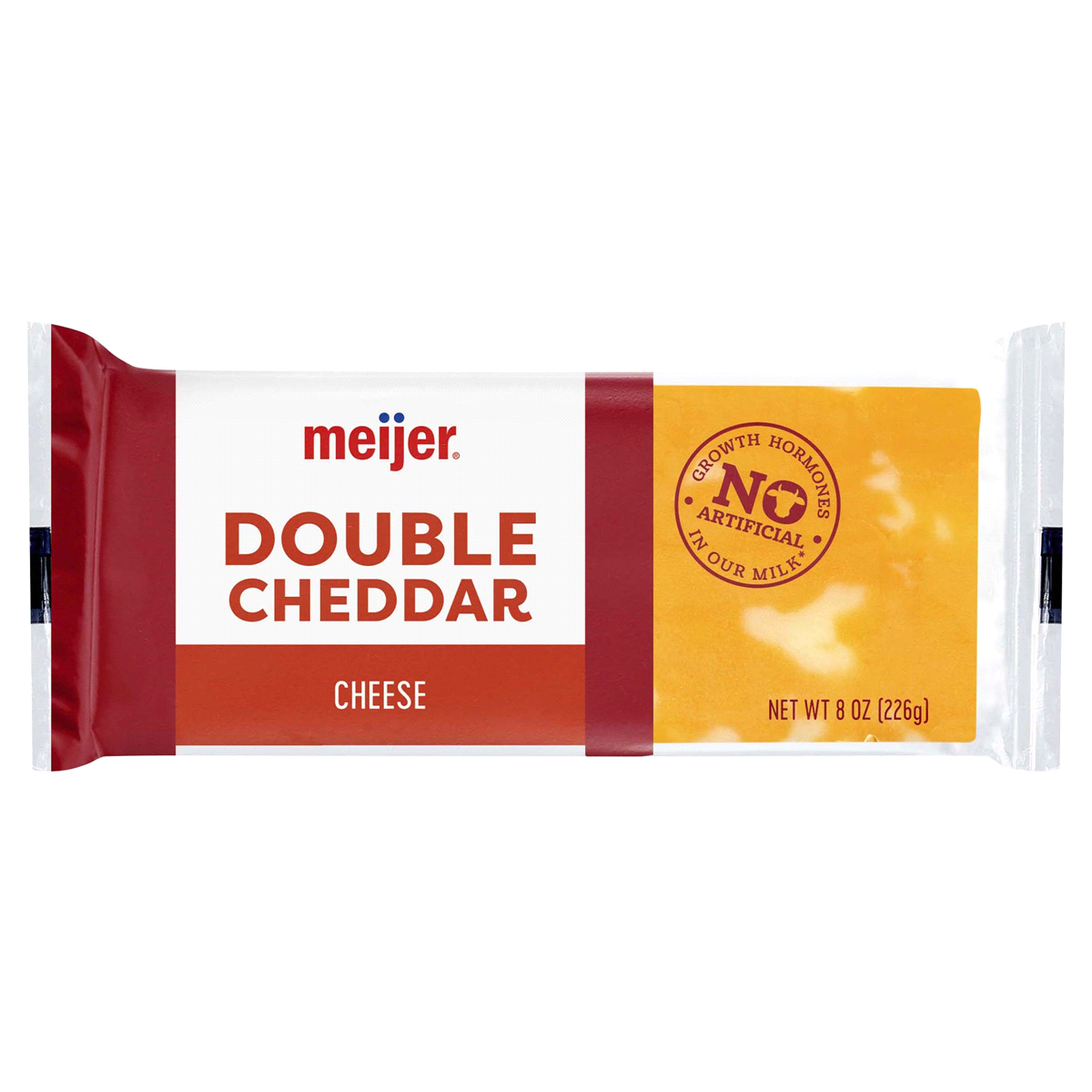 slide 1 of 2, Meijer Double Cheddar Chunk Cheese, 8 oz