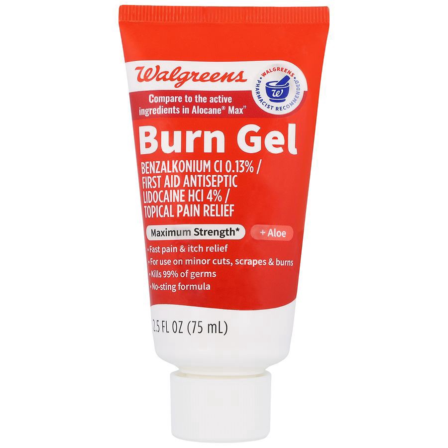 slide 5 of 5, Walgreens Burn Gel Maximum Strength + Aloe, 2.5 fl oz