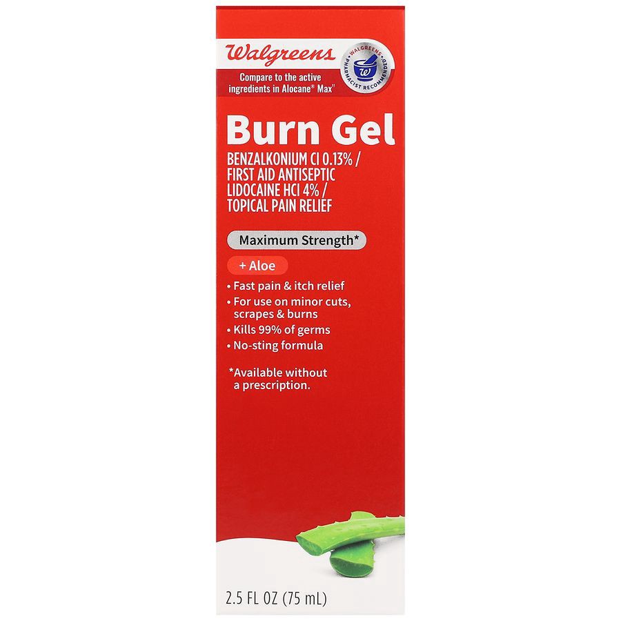 slide 1 of 5, Walgreens Burn Gel Maximum Strength + Aloe, 2.5 fl oz