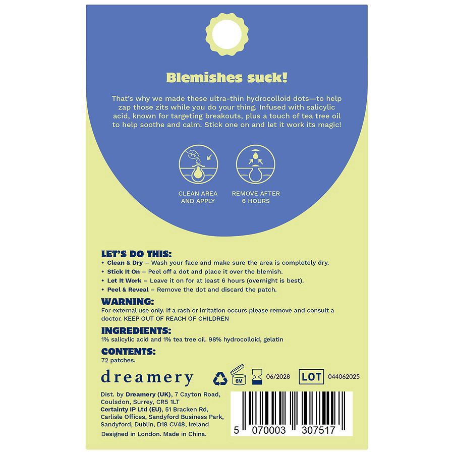 slide 4 of 4, Dreamery Happy Face Hydrocolloid Pimple Patches 72 Each, 72 ct