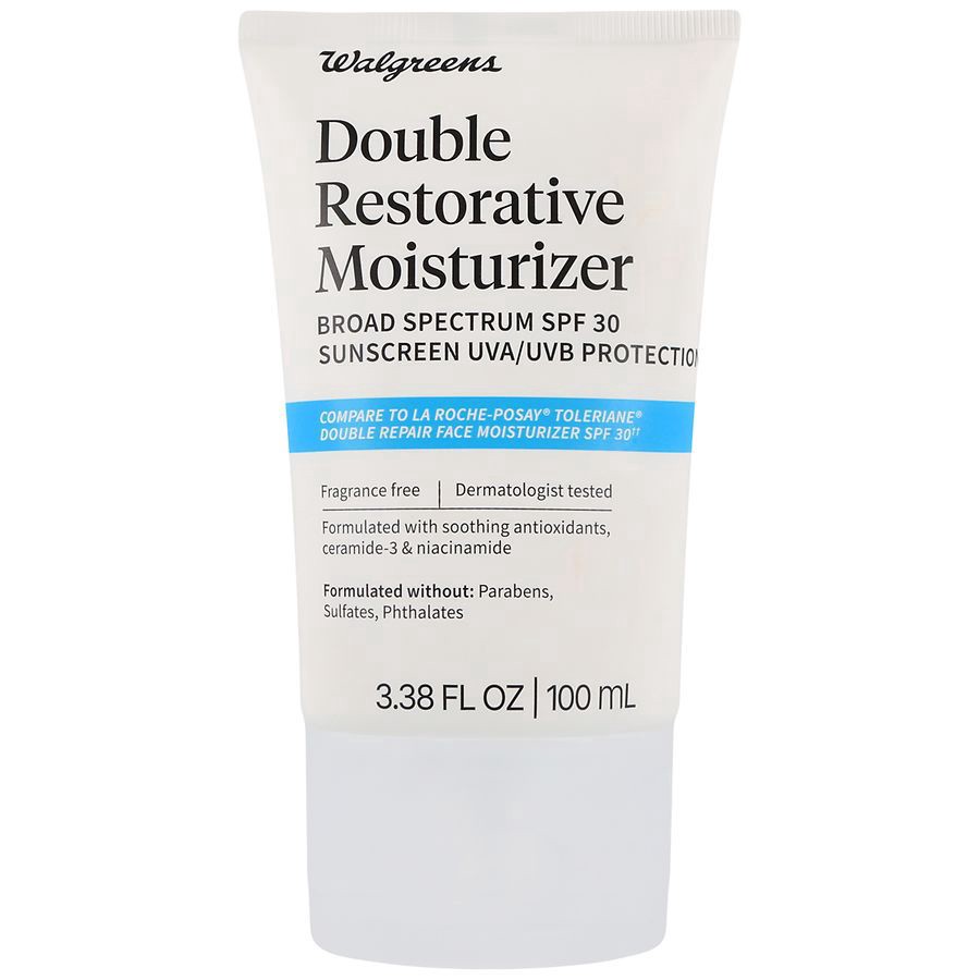 slide 1 of 5, Walgreens Double Restorative Moisturizer SPF 30 Fragrance Free, 3.38 fl oz