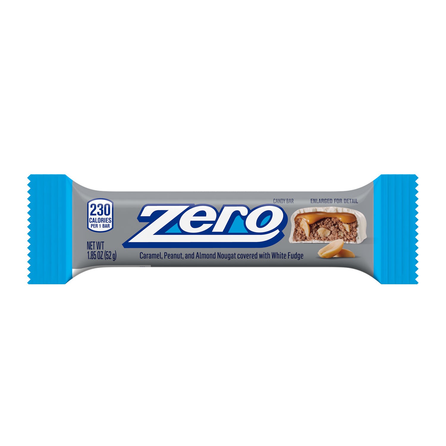 slide 1 of 5, ZERO White Fudge, Caramel, Peanut and Almond Nougat Candy Bar, 1.85 oz, 1.85 oz