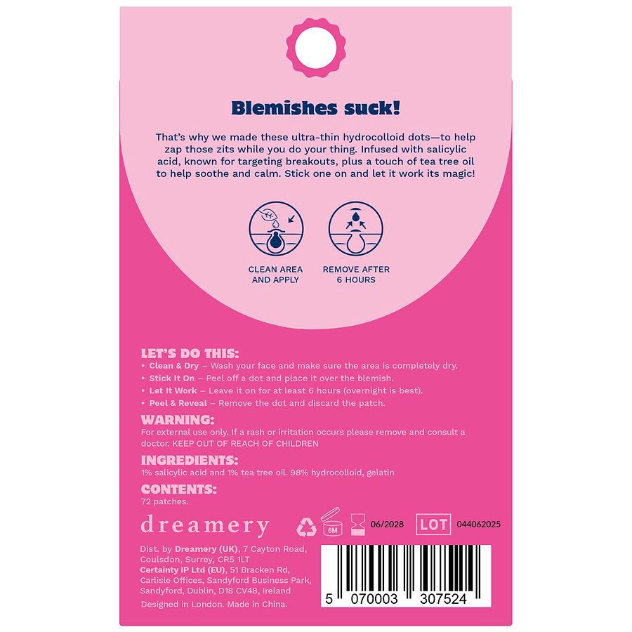 slide 2 of 4, Dreamery Heart Of Gold Hydrocolloid Pimple Patches 72 Each, 72 ct