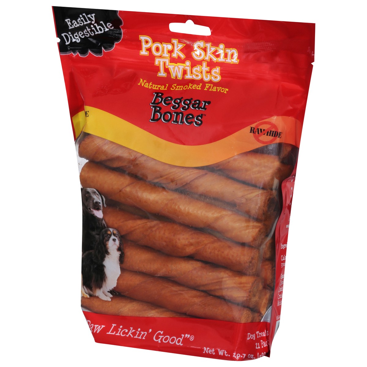 slide 2 of 16, Beggar Bones Pork Skin Twists Dog Treats 21 Pack 21 ea, 21 ct