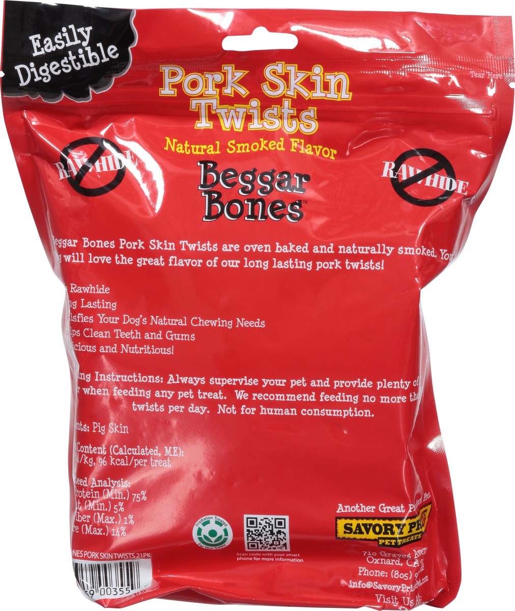 slide 10 of 16, Beggar Bones Pork Skin Twists Dog Treats 21 Pack 21 ea, 21 ct