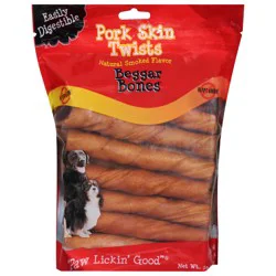 Beggar Bones Pork Skin Twists Dog Treats - 21 Pack (21 ct)