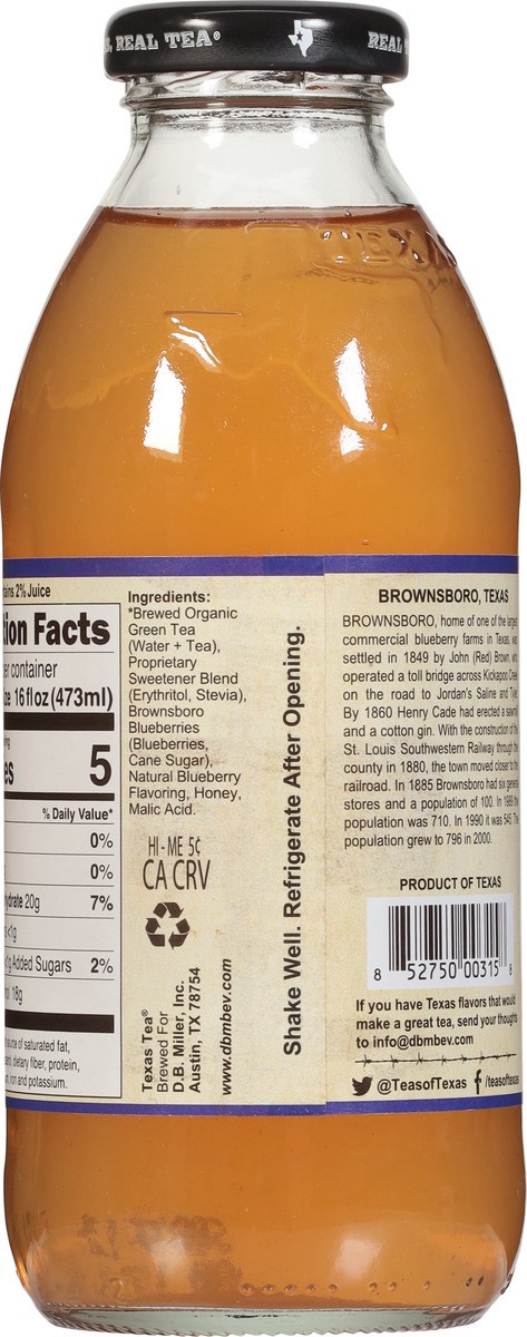 slide 7 of 13, Texas Tea Slim Brownsboro Green Blueberry Tea - 16 fl oz, 16 fl oz
