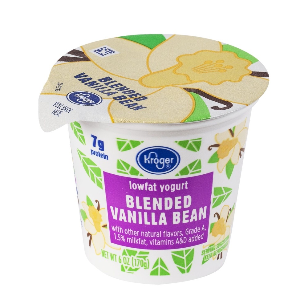 slide 1 of 1, Kroger Blended Vanilla Bean Lowfat Yogurt, 6 oz