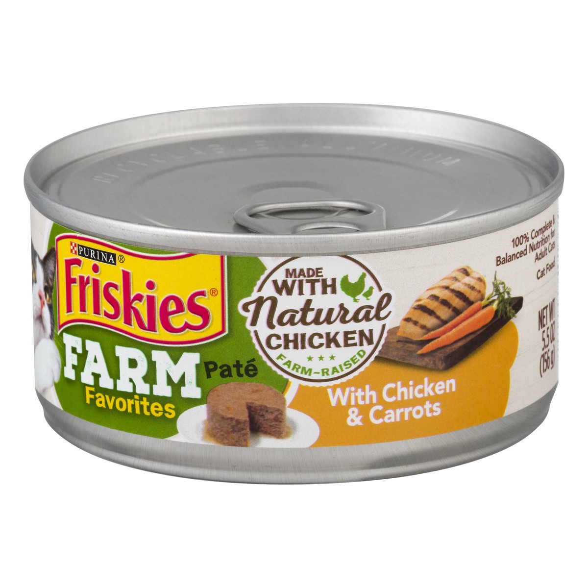 slide 8 of 9, Friskies Purina Friskies Wet Cat Food Pate Farm Favorites With Chicken and Carrots, 5.5 oz