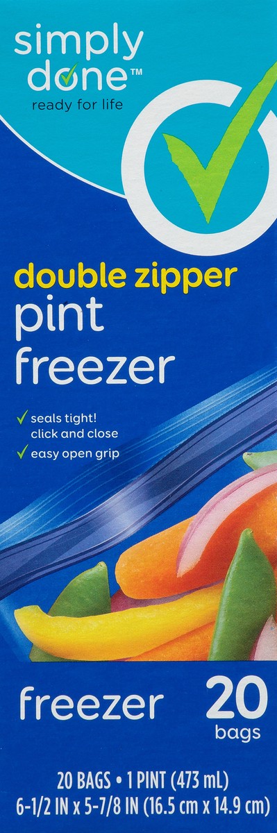 slide 13 of 16, Simply Done Double Zipper Pint Freezer Bags 20Ct, 20 ct