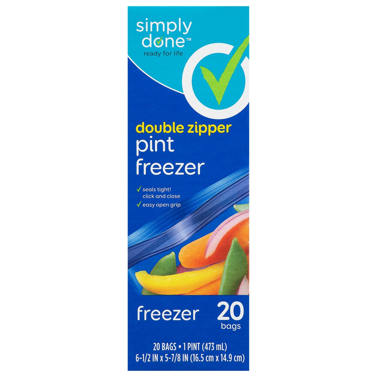 slide 9 of 16, Simply Done Double Zipper Pint Freezer Bags 20Ct, 20 ct