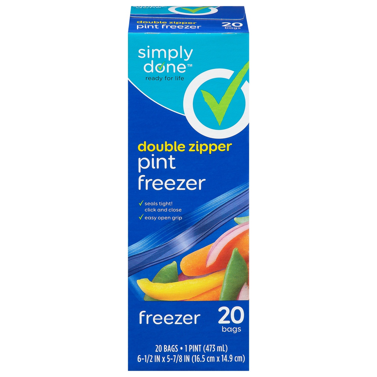 Simply Done Double Zipper Pint Size Freezer Bags