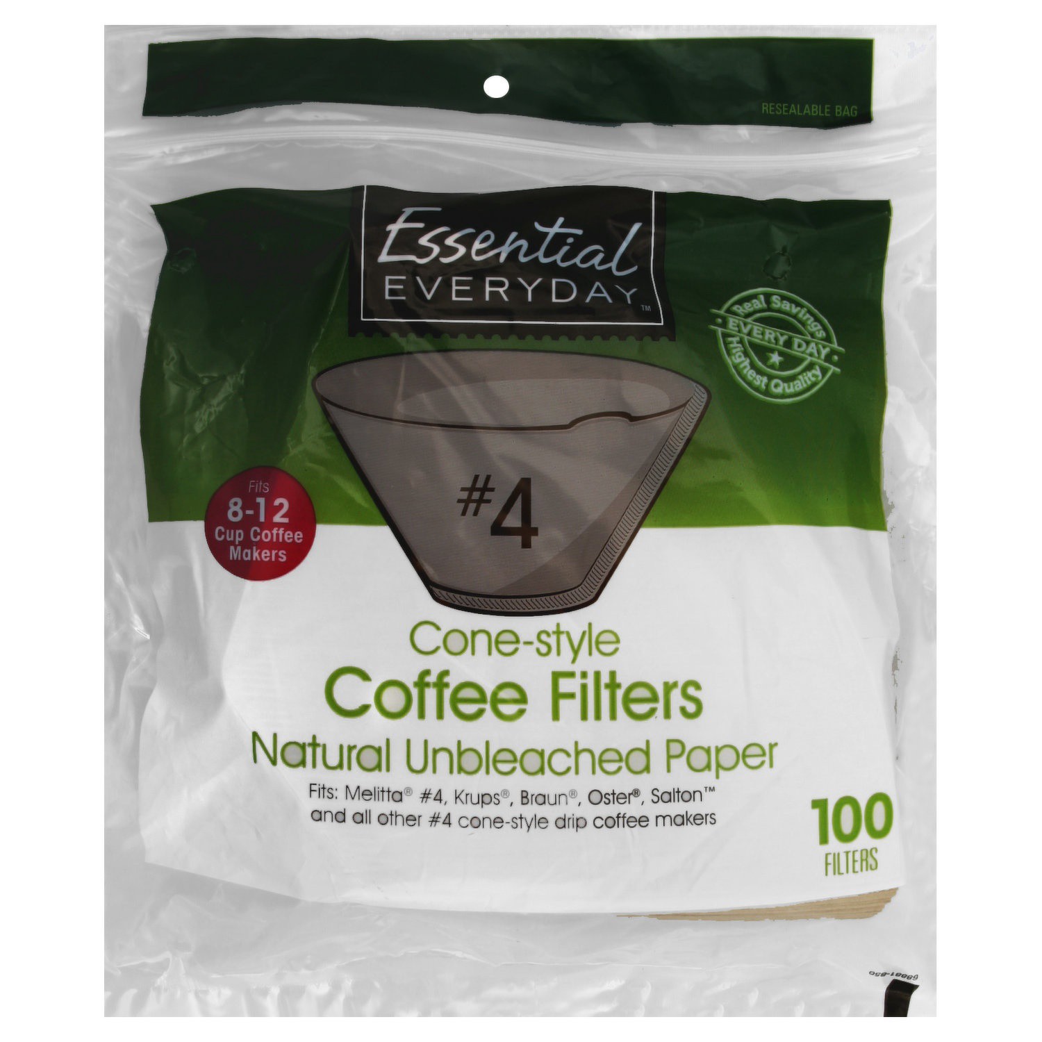 slide 1 of 1, Essential Everyday Natural Cone Filter No4 - 100 ct, 100 ct