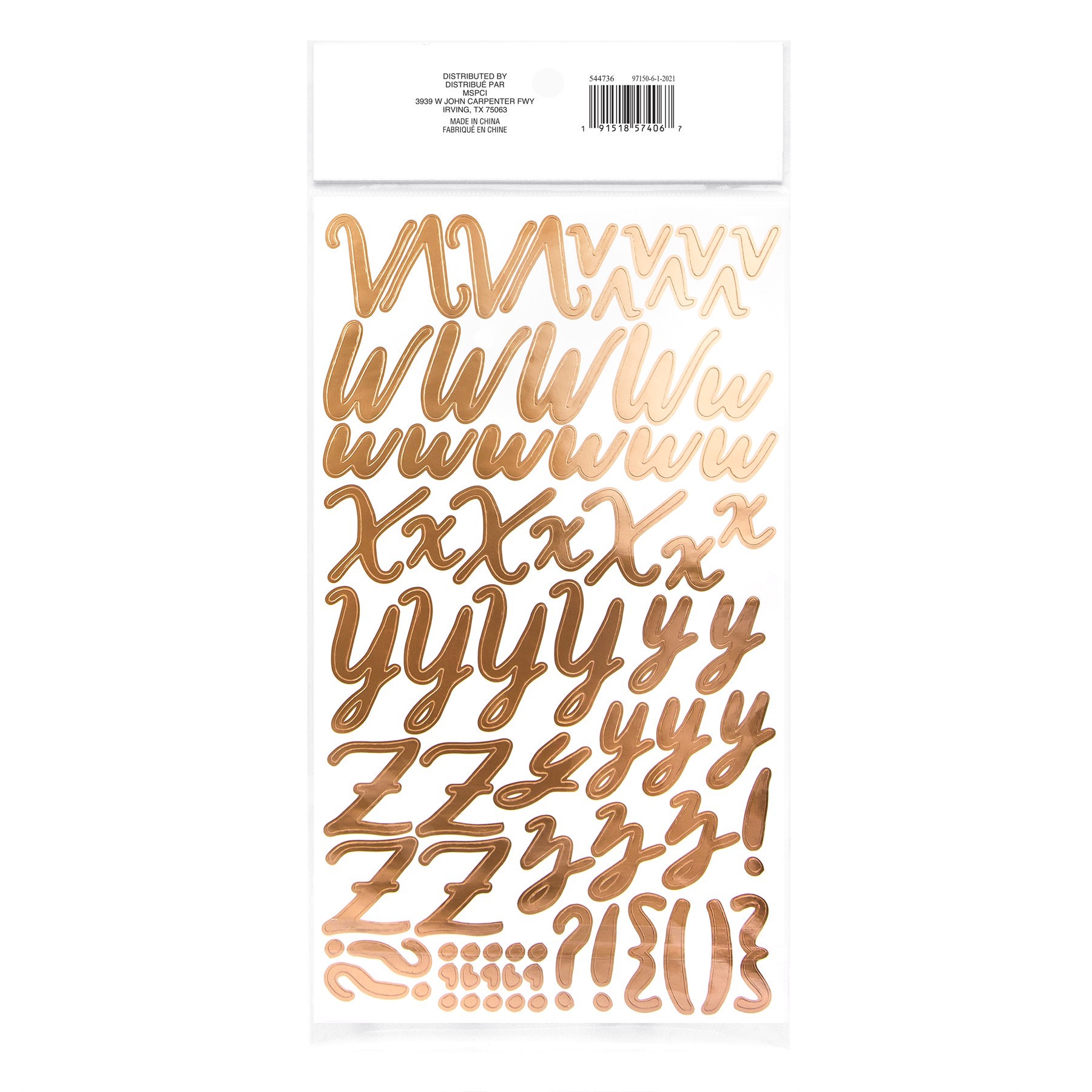 slide 5 of 5, Rose Gold Handwritten Alphabet Stickers By Recollections, 5.5 in x 9.5 in