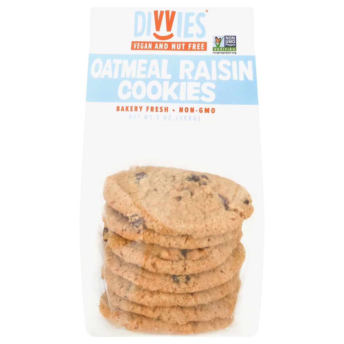 slide 1 of 14, Divvies Oatmeal Raisin Cookie, 7 oz