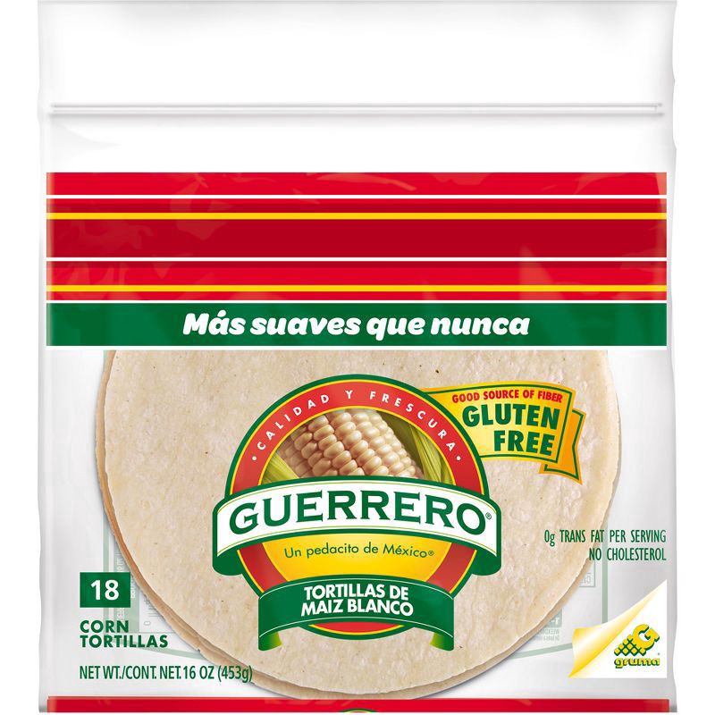 slide 1 of 3, Guerrero Gluten Free White Corn Tortillas - 16oz/18ct, 16 oz