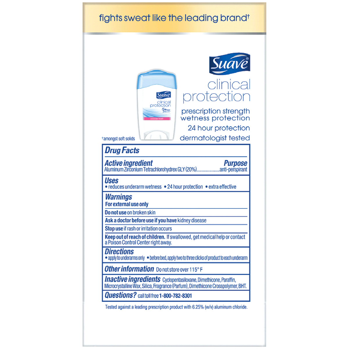 slide 3 of 3, Suave Clinical Protection Powder Fresh Antiperspirant/Deodorant, 1.7 oz