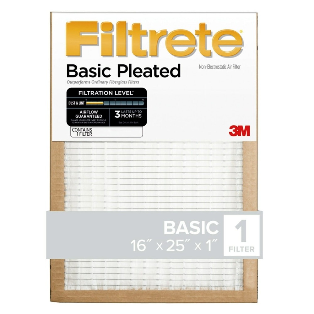 slide 1 of 1, 3M Filtrete Basic Pleated Air Filter - 16 X 25 Inch, 16 in x 25 in