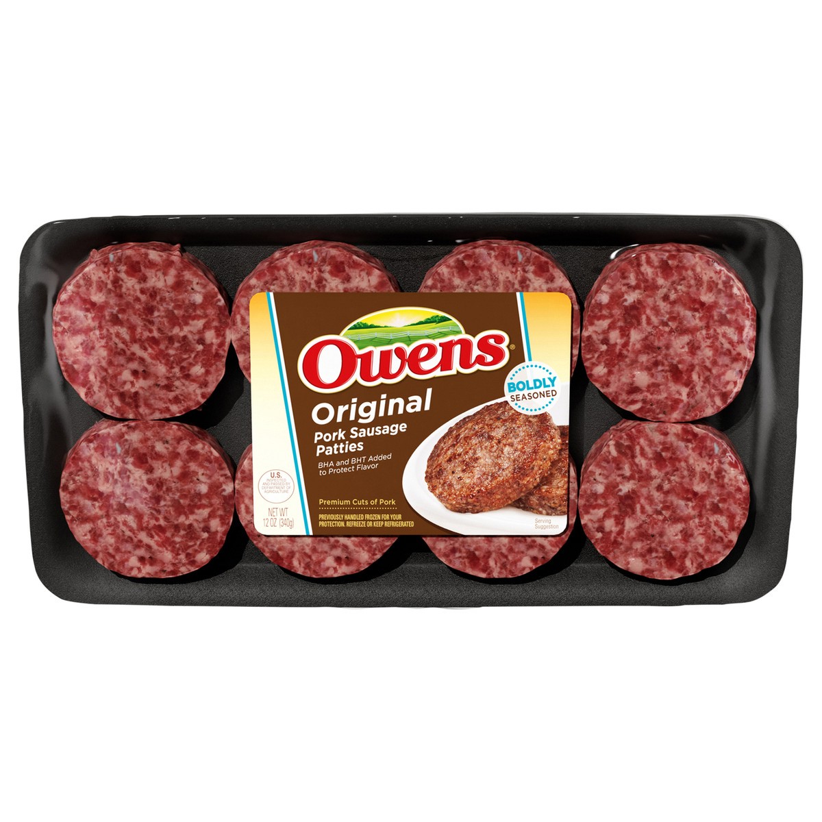 slide 1 of 9, Owens Original Pork Sausage Patties, 12 oz, 8 Count (Frozen), 12 oz