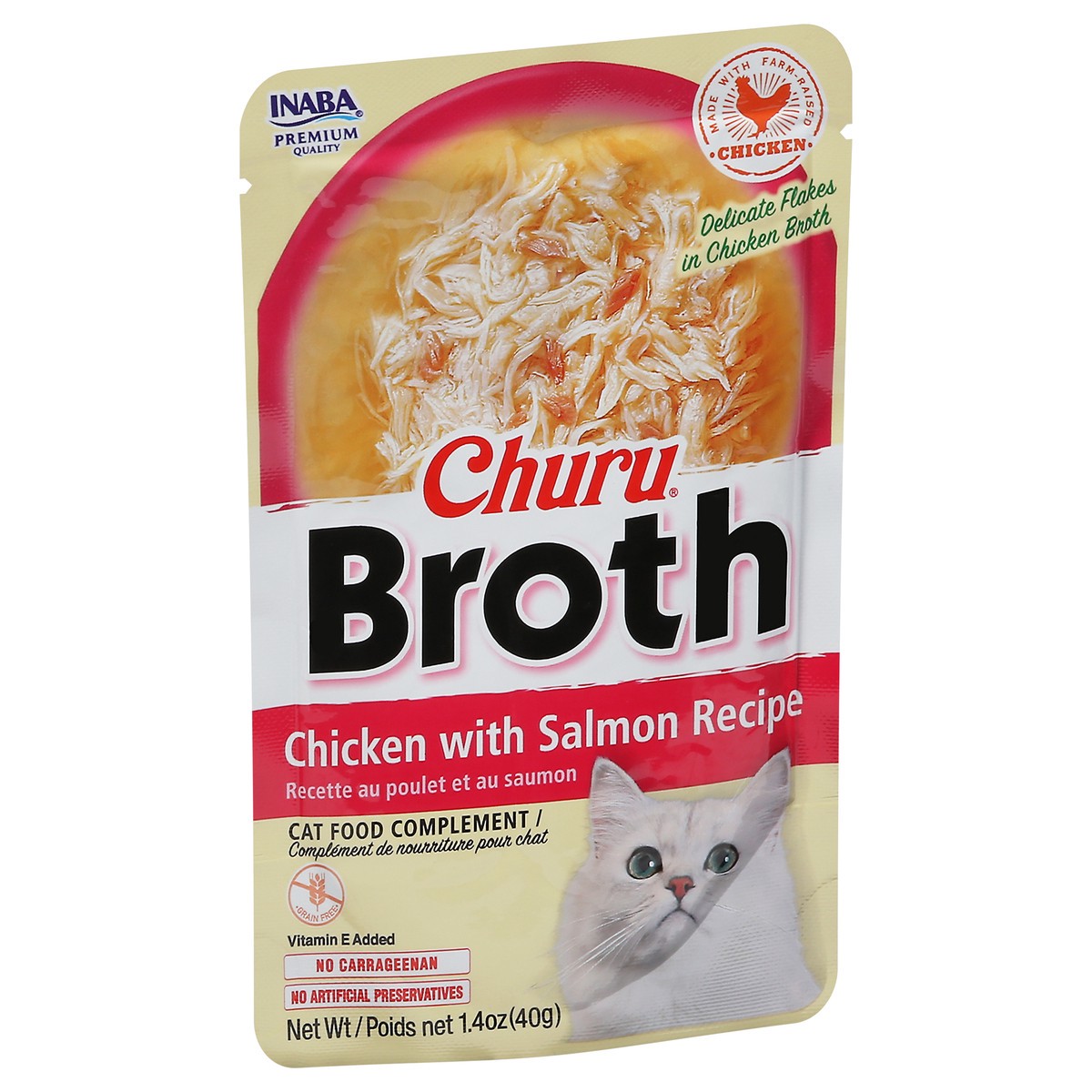 slide 7 of 14, Inaba Churu Broth for Cats, Creamy Broth with Shredded Chicken Side Dish Pouch, 1.4 Ounces, Chicken with Salmon Recipe, 1 ct