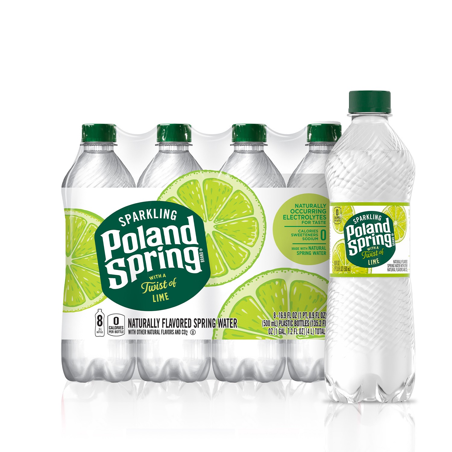 slide 1 of 8, Poland Spring Sparkling Water, Zesty Lime- 16.9 fl oz, 16.9 fl oz