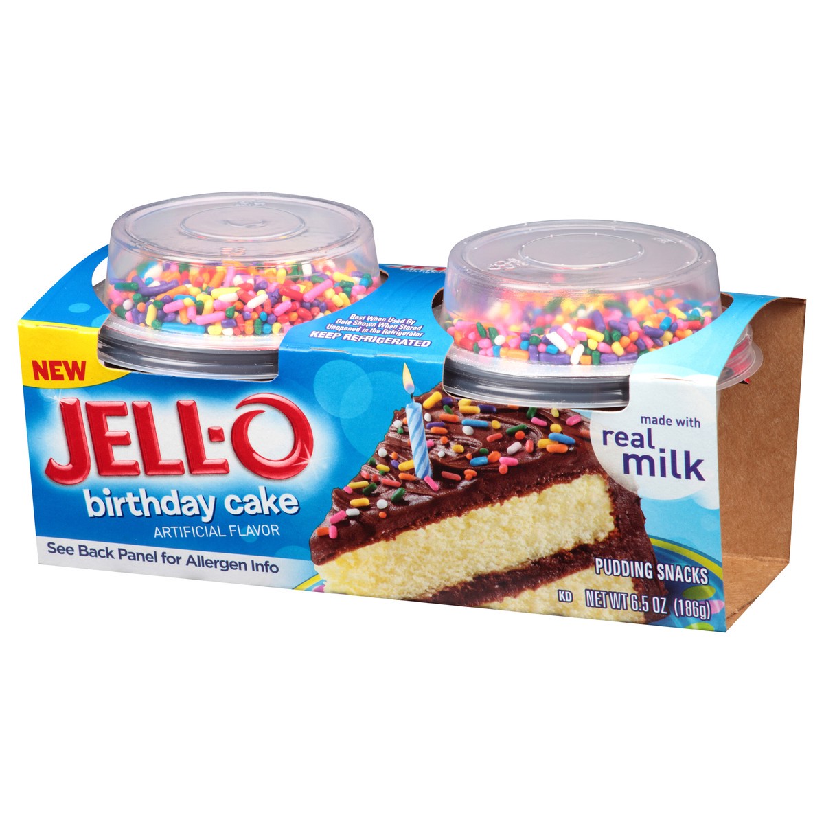 slide 2 of 13, Jell-O Birthday Cake Pudding Snacks 2 ct. Cups, 6.5 oz