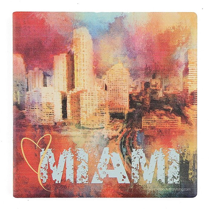 slide 1 of 1, Thirstystone Dolomite Send Love to Miami Square Single Coaster, 1 ct