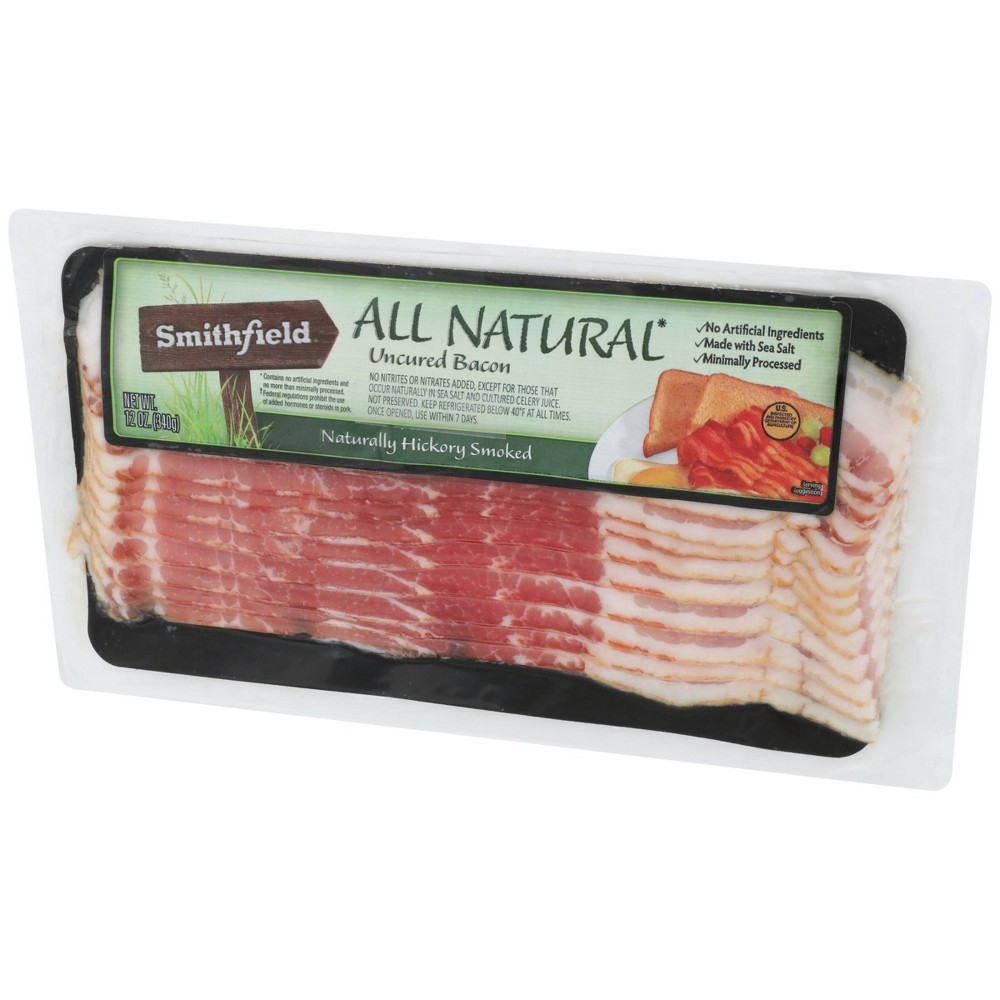 slide 2 of 5, Smithfield Naturally Applewood Smoked Uncured Bacon, 12 oz