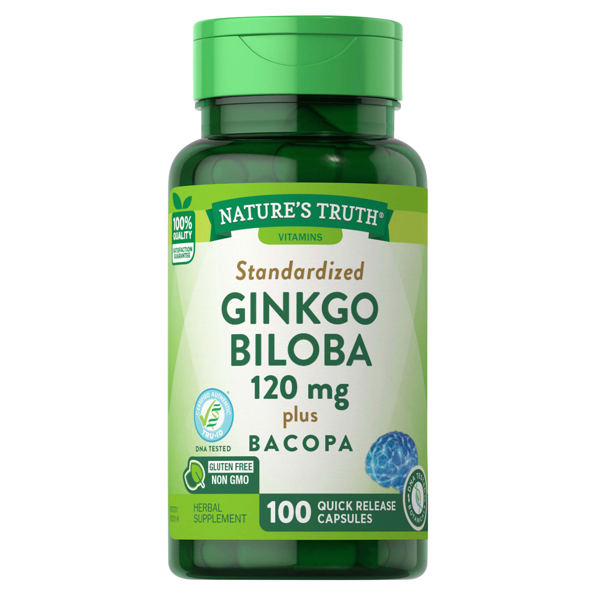 slide 1 of 4, Nature's Truth Standardized Ginkgo Biloba 120 mg plus Bacopa, 100 ct; 120 mg