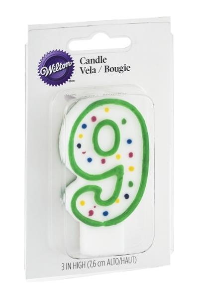 slide 1 of 1, Wilton Candle Numeral 9 Green, 3 in