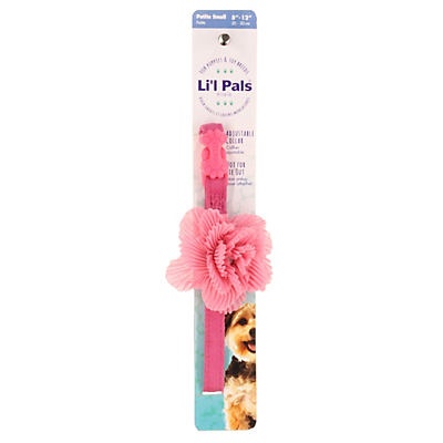 slide 1 of 1, Li'l Pals Microfiber Collar 5/16 X 8-12 Inch Pink Flowers, 1 ct