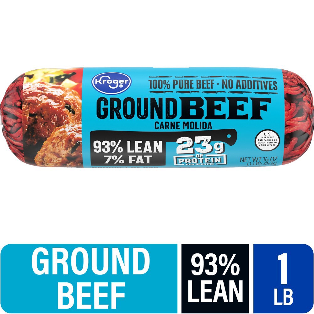 slide 4 of 5, Kroger 93/7 Lean Ground Beef Roll, 1 lb