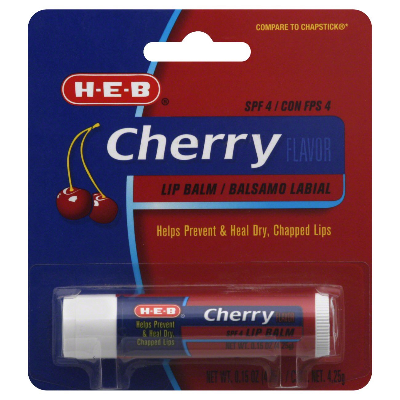 slide 1 of 1, H-E-B Cherry SPF 4 Lip Balm, 1 ct