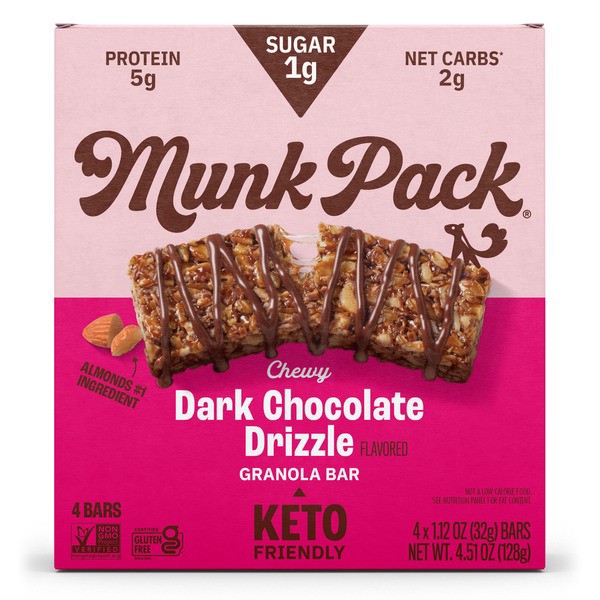 slide 1 of 1, Munk Pack Dark Chocolate Drizzle, Chewy Granola Bars, 1.12 oz