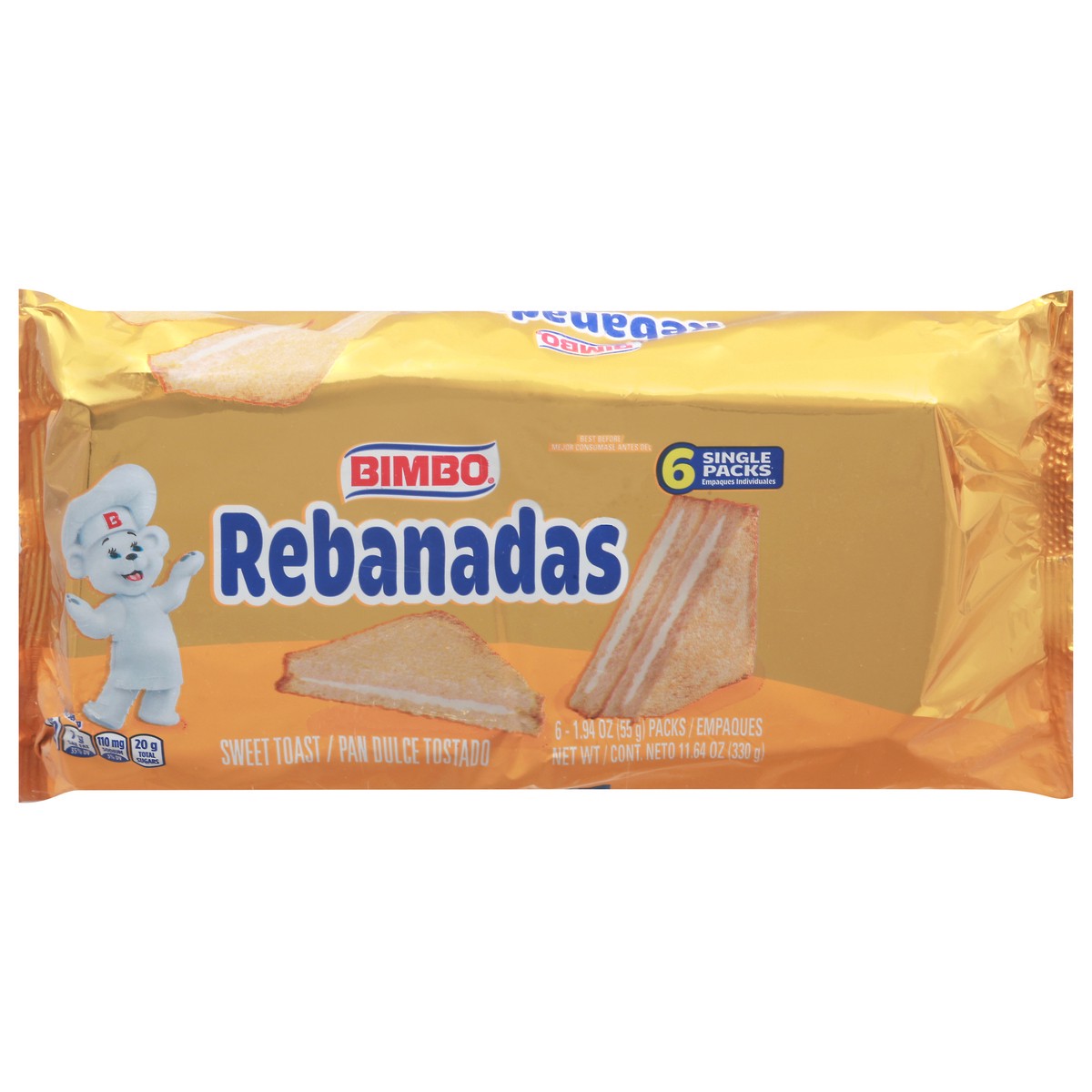 slide 1 of 17, Bimbo Rebanadas Sweet Toast Packs, 11.7 oz
