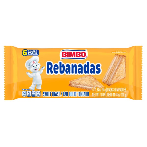 slide 1 of 17, Bimbo Rebanadas Sweet Toast, 6 packs, 11.64 oz, 6 ct