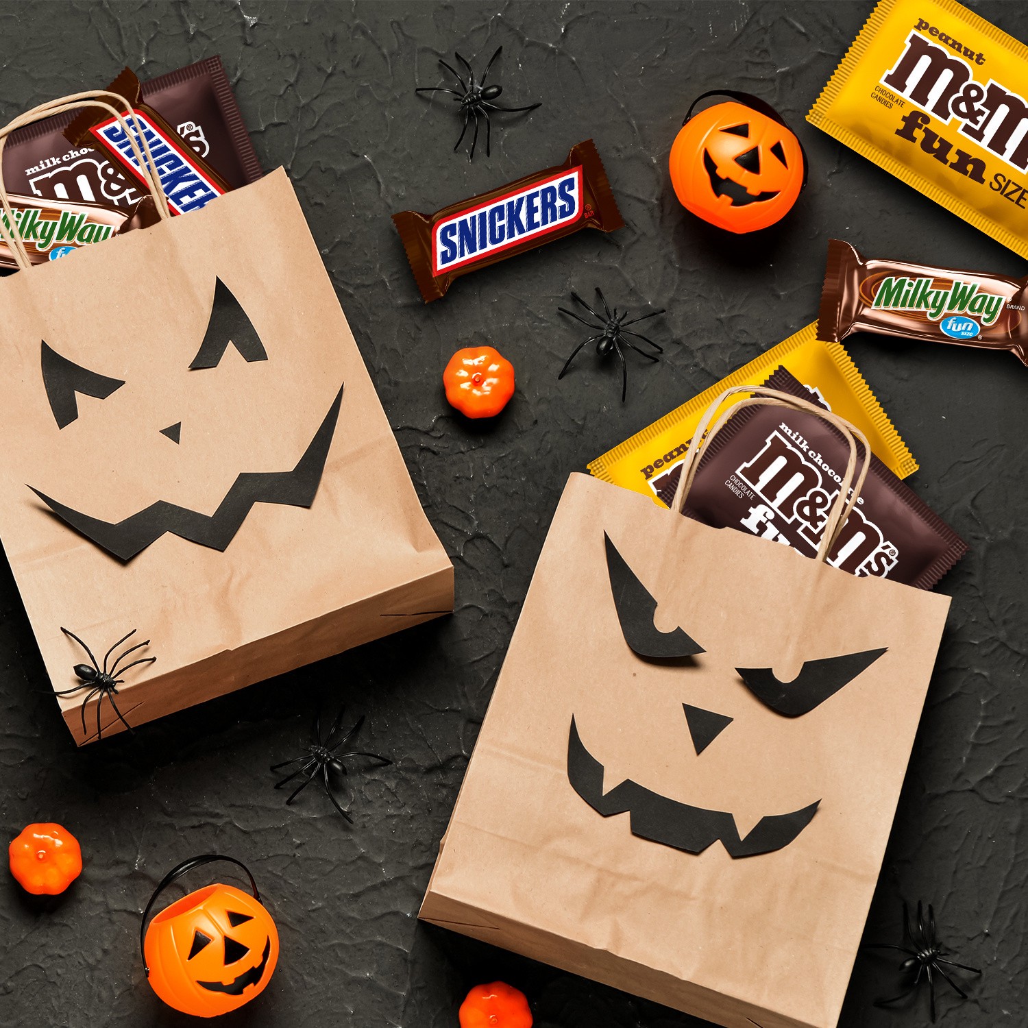 slide 3 of 8, Wrigley M&M'S, SNICKERS & MILKY WAY Fun Size Milk Chocolate Halloween Candy Variety Pack, 35 Ct Bulk Bag, 19.2 oz