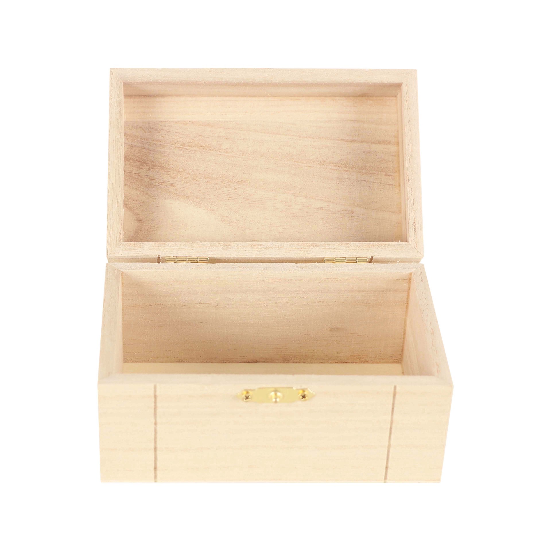 slide 3 of 3, Unfinished Wooden Hinged Box By Make Market, 5.31 in x 3.35 in x 3.83 in