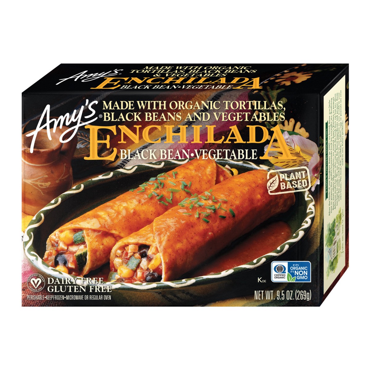 slide 1 of 7, Amy's Black Bean Vegetable Enchilada, Gluten Free, 9.5 oz