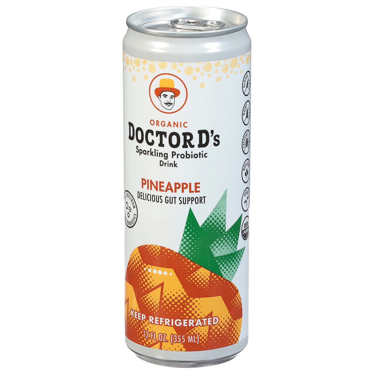 slide 3 of 14, Doctor D's Organic Pineapple Sparkling Probiotic Drink 12 fl oz, 12 fl oz