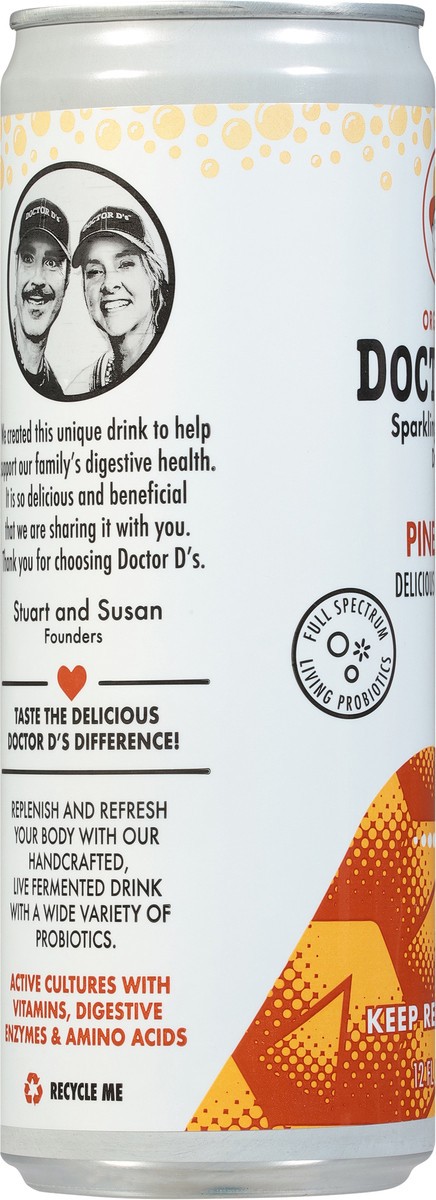 slide 9 of 14, Doctor D's Organic Pineapple Sparkling Probiotic Drink 12 fl oz, 12 fl oz