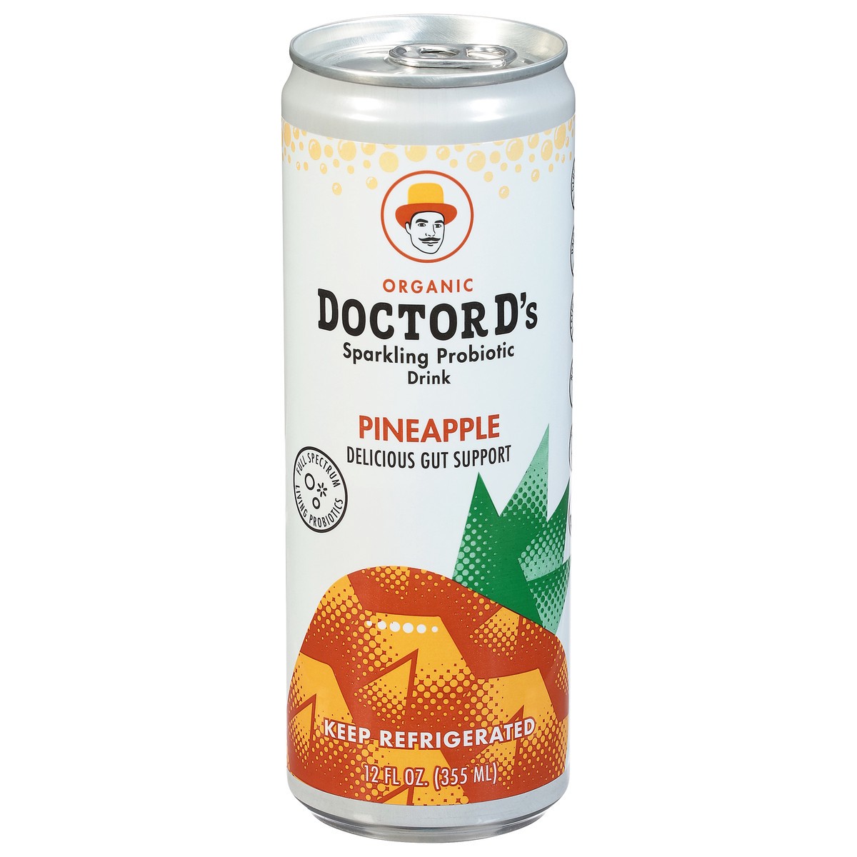 slide 11 of 14, Doctor D's Organic Pineapple Sparkling Probiotic Drink 12 fl oz, 12 fl oz